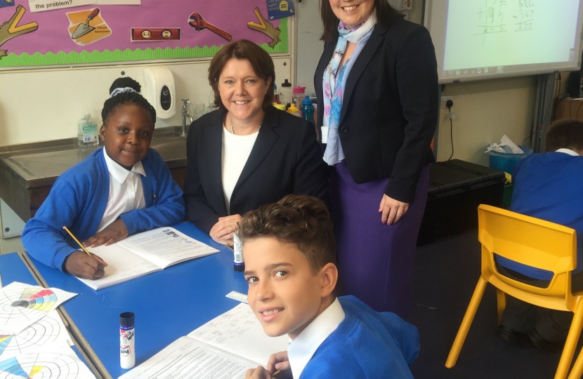 MARIA WITH MERTON PUPILS AND PRINCIPAL