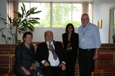 Maria Miller, the Mayor, Dr Neelam Radja and Steve Day